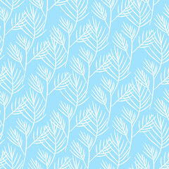 Vector seamless half-drop pattern, with leaves