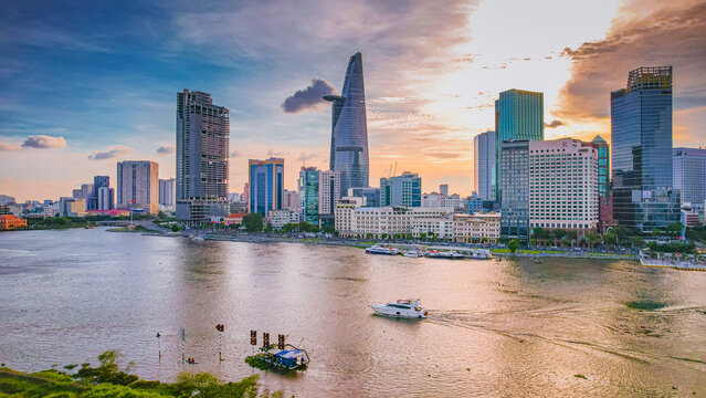 Beautiful Sunset at Ho Chi Minh City, commonly known by its previous name, Saigon is the largest and most populous city in Vietnam