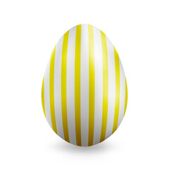 Happy Easter. Big white egg with pattern. Realistic chicken egg on a white background. Design element. Isolate.	
