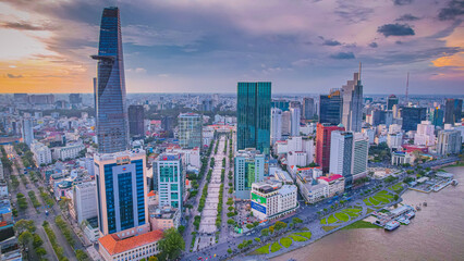 Beautiful Sunset at Ho Chi Minh City, commonly known by its previous name, Saigon is the largest and most populous city in Vietnam
