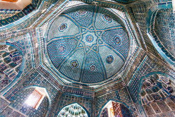 Interior of the Shirin Beka Oka mausoleum (Shah-i-Zinda Ensemble) in Samarkand, Uzbekistan, Central Asia