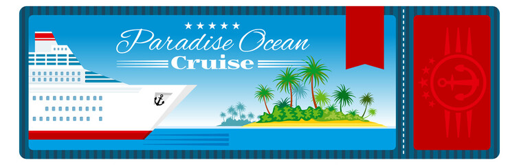 Obraz premium Ocean cruise boarding pass. Ship ticket template