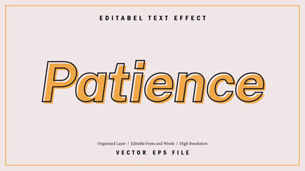 Editable Patience Font Design. Alphabet Typography Template Text Effect. Lettering Vector Illustration for Product Brand and Business Logo.