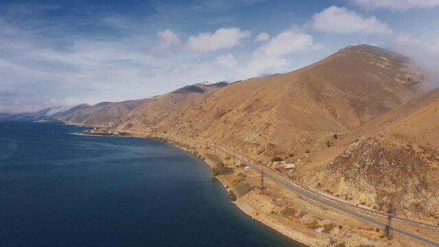 Aerial, Along The Coast Of The Sevan Lake, Armenia