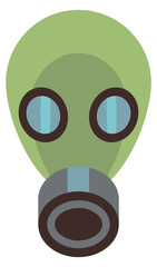 Military respirator icon. Green gas filter mask