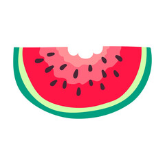 Slice of Watermelon icon. Vector summer fruits. Half slice of watermelon on white background.