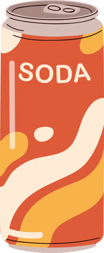 Soda Drink in Metal Can Cartoon Illustration
