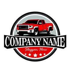 retro pickup truck logo design vector