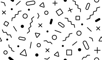 Abstract geometric background. Memphis style seamless pattern. Background design template. Isolated. Vector illustration