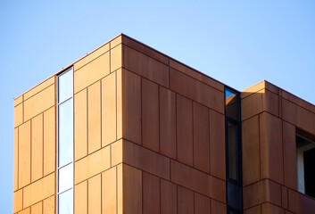 Detail of modern architecture corten building facade.