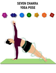 Fototapeta na wymiar Yoga pose with seven chakra