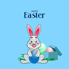 Easter poster and banner template with Easter eggs in the nest on light green background.Greetings and presents for Easter Day in flat lay styling.Promotion and shopping template for Easter