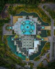 Birds eye view of the Kaula Lampur mosque in Malaysia