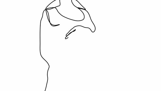 Continuous black one line drawing pregnant woman with big belly on white background. Self drawing animation pregnancy. Hand drawn silhouette picture, simple design. 2D, 4k stock footage. Line art.