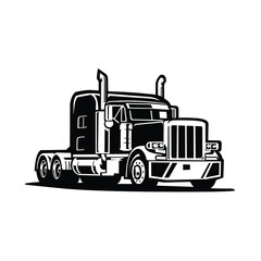 18 wheeler big rig freight semi truck vector isolated in white background © bonky