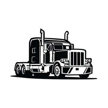 18 wheeler big rig freight semi truck vector isolated in white background