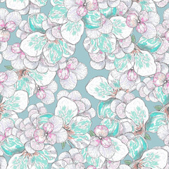 Fototapeta na wymiar Seamless floral background. Hand drawing pansy. Print. Cloth design, wallpaper.