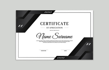 Black and white certificate border template. For appreciation, business and education needs