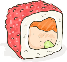 Uramaki Sushi Roll Hand Drawn Illustration