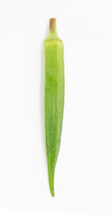 fresh okra on background, top view, selective focus