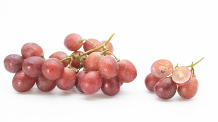 fresh red grapes display on white background