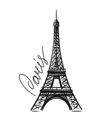 Foto op Canvas French Eiffel tower sketch vector illustration. France, Paris symbol hand drawn image © ~ Bitter ~