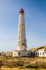 Lighthouse at Farol Island, Faro Disctrict, Algarve, Portugal