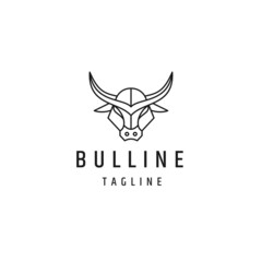 Head bull line logo icon design template flat vector