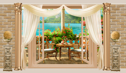 Terrace with beautiful view of the mediterranean bay