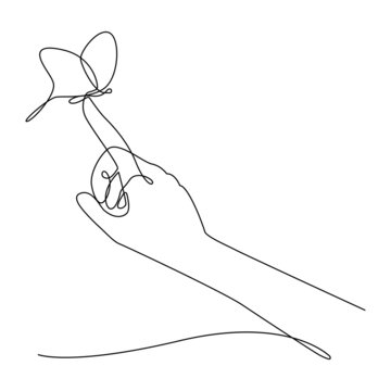 recommend clip art: Continuous one line butterfly on finger.