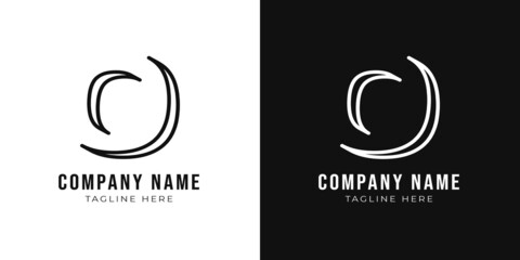 Initial letter o monogram logo design template. 3d outline style o logo and black colors.