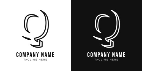 Initial letter q monogram logo design template. Creative outline q typography and black colors.