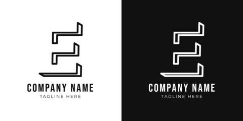 Initial letter e monogram logo design template. Creative outline e typography and black colors.