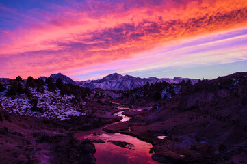 Beautiful shot of a mystic landscape during the colorful sunset