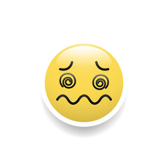 Dizzy emoticon icon, Sick emoticon icon, Vector and Illustration.