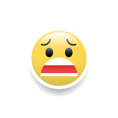 Fototapeta premium Anxious face emoticon, Vector and Illustration.