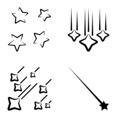 Starfall Flat Icon Set Isolated On White Background