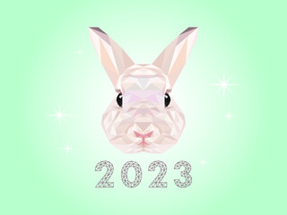 Background with rabbit low poly style. Chinese New Year. 2023 year symbol. Vector illustration.
