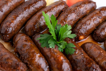 Lebanese food beef makanek close up shot