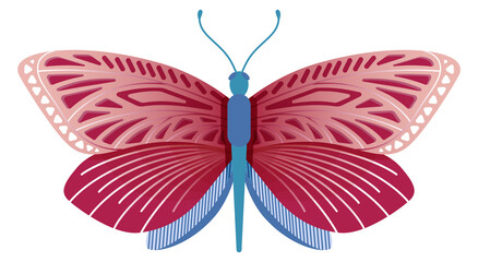 Red wing butterfly. Summer nature elegant symbol