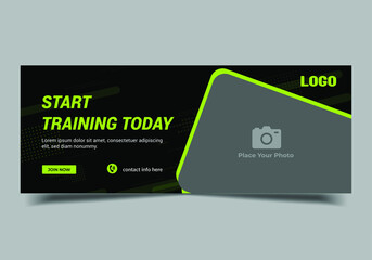 gym fitness social media post banner template, web banner template