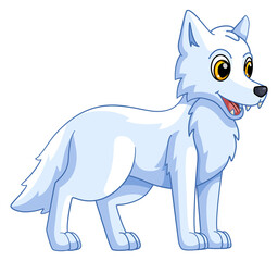 Polar wolf. Cartoon arctic animal. Funny character