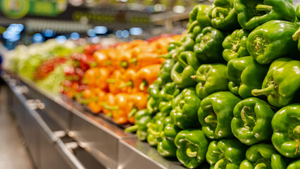 Fresh Fruits and vegetables kept for sale in the fresh section at a grocery store