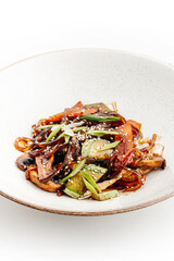 delicious pasta on white background