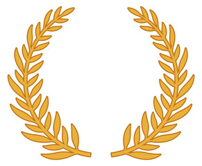 Golden branches insignia. Round honor retro badge