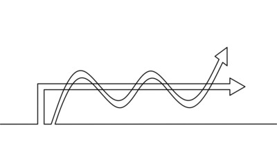 Continuous line drawing of arrow growth, business growth icon, object one line, single line art, vector illustration