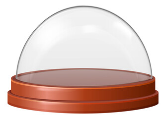 Glass cover for souvenirs. Realistic transparent dome protection
