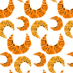 Fototapeta premium Cute seamless pattern with different croissants