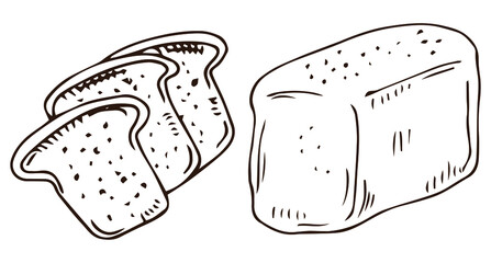 Bread sketch style vector illustration. Old hand drawn engraving imitation. Loaf of bread illustration