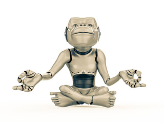 cyber monkey is doing yoga